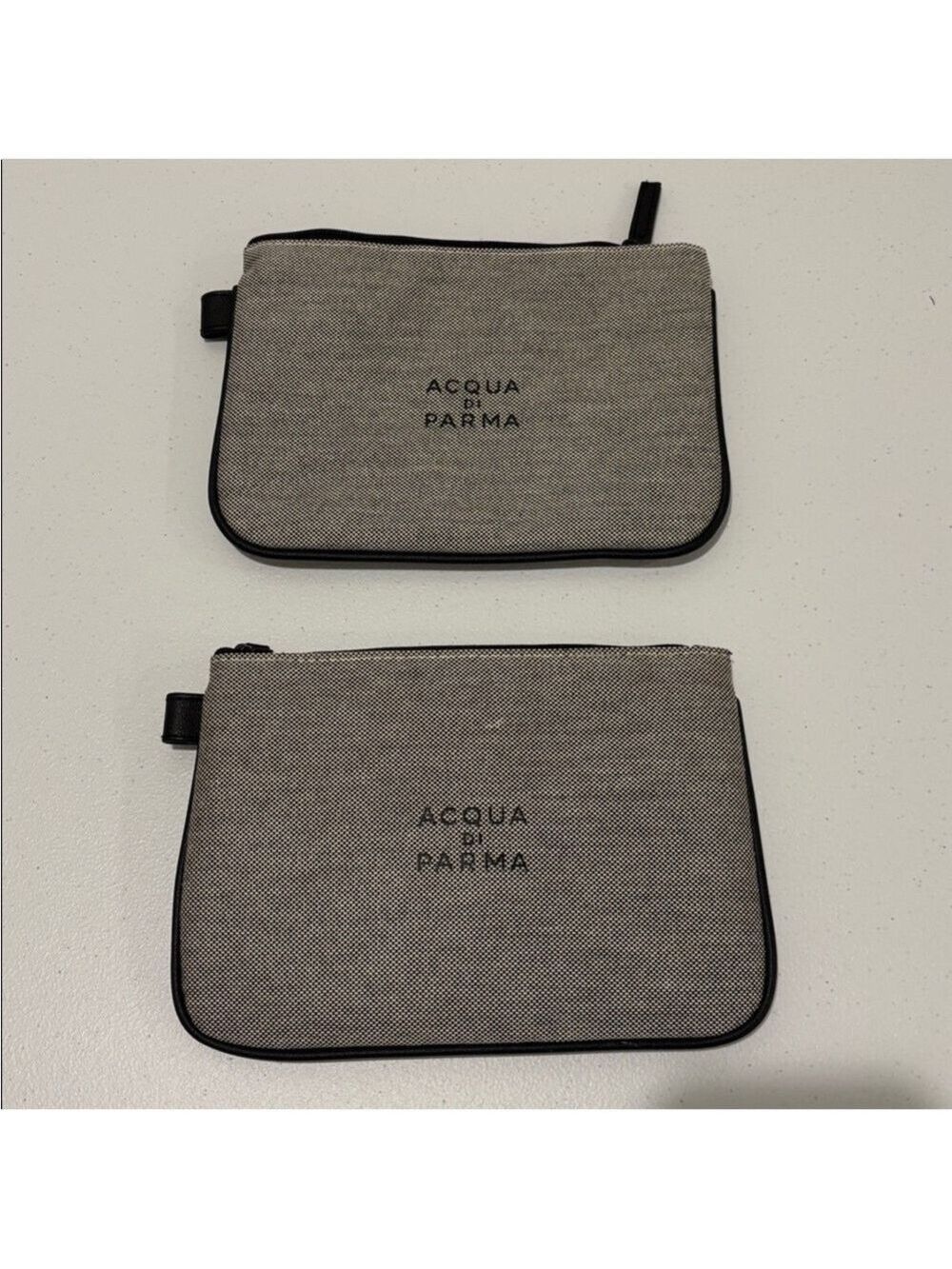 Acqua Di Parma Black and Gray Toiletry Bag with Minimalist top zipper SET OF TWO